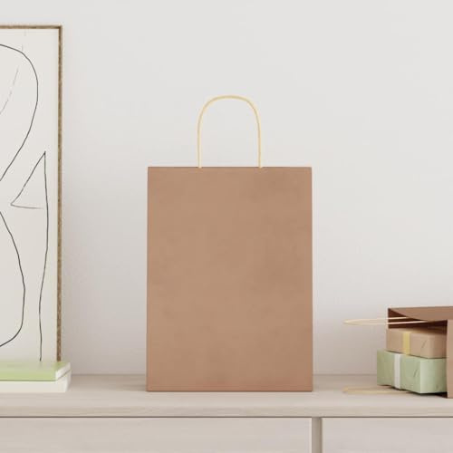 vidaXL Papperspåsar 250 st med handtag brun 26x12x35 cm, papperspåse, papperspåse med handtag, papperskasse, påse, papper presentpåse
