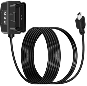 YANBORONSN OBD strömkabel för Dash Camera, OBD2 till USB miniadapter hardwire laddningskabel med strömbrytarknapp 24 timmars övervakning och Acc 2 läge 12–24 V till 5 V/3 A (3,5/11,5 FT)
