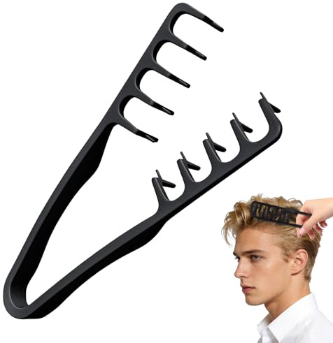 Sularpek Peine Texturizador Hombre, Peine de Textura, Peine pelo Rizado, Peine Hombre para Dar Volumen A Las Raíces y Flequillo, Peinado Rápido para Textura y Cuerpo, Hombres y Mujeres-Negro