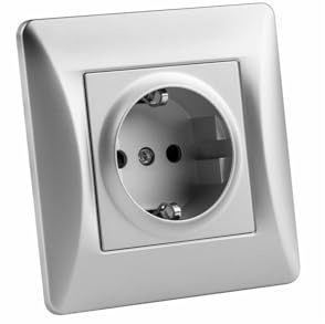 Base Schuko empotrable universal 16A, con instalación sencilla, ideal para uso eléctrico en hogares y oficinas.