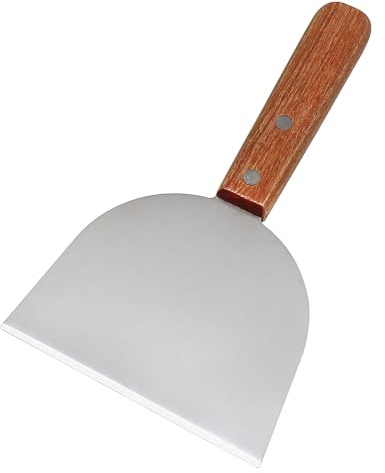 Grillskrapa – grillskrapa | skrapa verktyg | platta grilltillbehör | grilltillbehör | stekplattor tillbehör | kraftig fasad grillskrapa med trähandtag för biff pizza picknick hamburgare