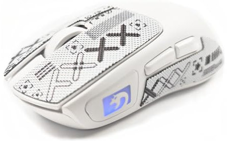 MAMBASNAKE M4 Ultra-Leichte Kabellose Gaming-Maus, 53g, PAW3311 Sensor, 24000 DPI, Tri-Mode Bluetooth/2.4G/Kabel, RGB-Beleuchtung, 400mAh Akku, 20M Klicks, für Gaming/Arbeit - Weiß&Aufkleber