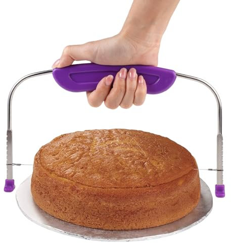 Taglia Torta a Strati,27 x 15.8 cm Tagliatorta a Filo Taglia Torte,in Acciaio Inox,Taglia Pan di Spagna Regolabile,Adatto per Torte 8 Pollici,Filo Taglia Torta a Strati per Chiffon Cake,Pan di Spagna