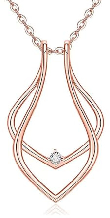 IMINI Portaanelli collana elegante per donna uomo ciondolo geometrico minimalista in acciaio inossidabile con Cz regalo matrimonio fidanzata moglie fidanzata madre guardia anello e chic gioielli