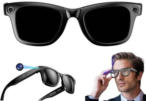 AI Smart Glasses with HD Camera,Al Photo Recognition, Photography, Video, Recording, Bluetooth Calls, Playing Music, IP65 Waterproof, 260MA Large Battery, for Travel, Music, Calls,B