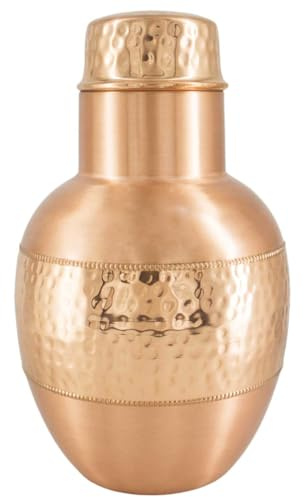 Caraffa per acqua da comodino in puro rame, 1,8 l, contenitore in rame ayurvedico ecologico per salute e benessere