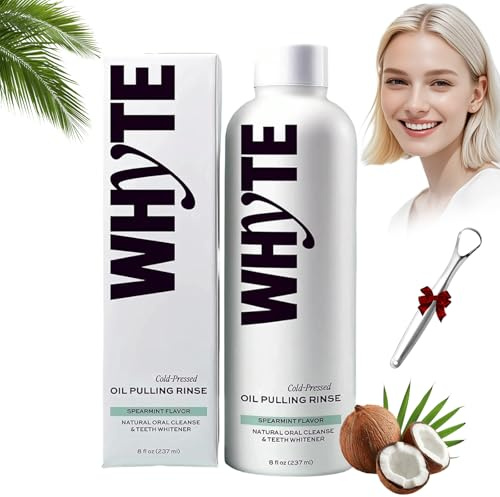 Spearmint Oil Pulling Mouthwash, Whyte Oil Pulling, Whytf Oi Pulling, Spearmint Oi Pulling Rinse, Natural Mouthwash with Cold-Pressed Coconut Oi (1 Pc)