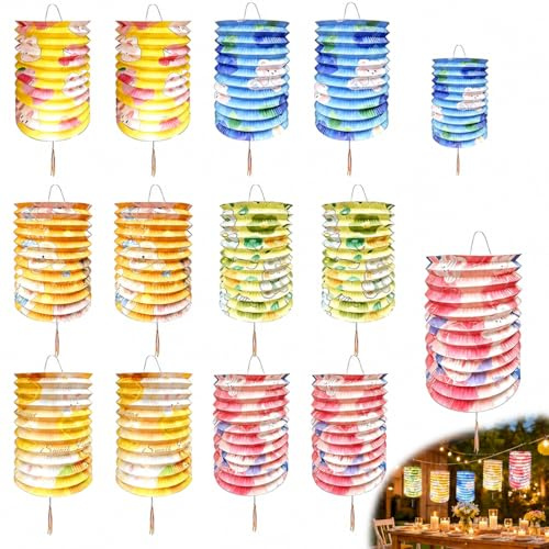 DERJDISF Set di 12 Lanterna Cinese in Carta, 6,3 Pollici, Decorazione per Compleanno, Matrimonio e Festa di Capodanno, 6 Colori, per Interni ed Esterni
