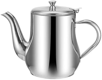 HINTRMENT Recipiente de Acero Inoxidable para Aceite con Capacidad de 70oz, Filtro para Grasa con Vertedor Curvado Adecuado para Separar y Controlar el Aceite en Cocina