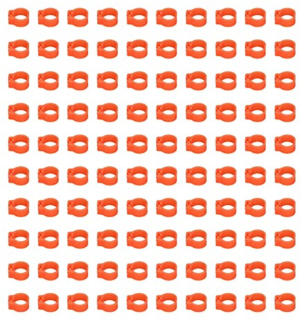 Yechiry Fournitures pour Pigeons, 100 Pièces, Anneaux D'identification en Plastique Léger, Faciles à Utiliser pour le Soin des Pigeons, 8mm (Orange Rouge)