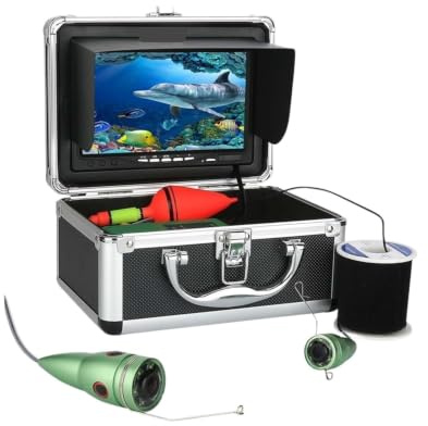Undervattenskamera, Undervattensfiske Videokamerasats Med 7 Tums Färgskärm | 15m/30m/50m Tillval, Fishfinder 6 St, Vita Ljus, För Hav Och Is(F009MJ-15M-W)