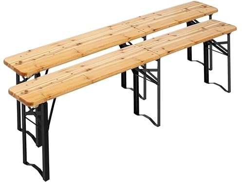 Lote de 2 bancos de madera plegables 218 cm