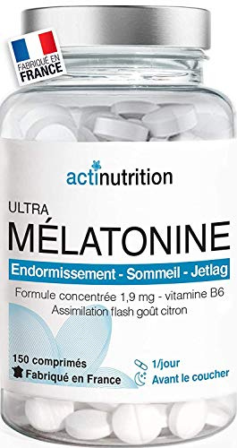 Melatonina Pura 1,9 mg + Vitamina B6 - 150 Cápsulas. Facilita la Conciliación y Mejora Calidad del Sueño | Fabricado en Francia