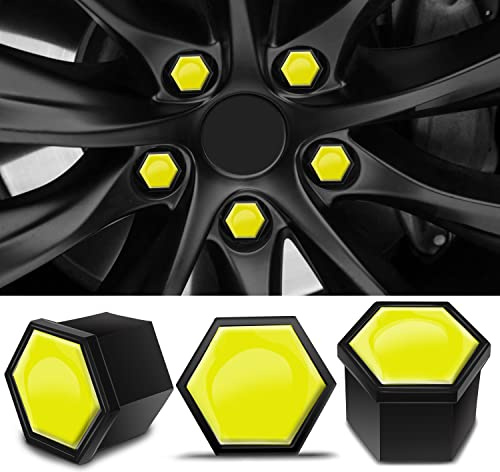 Biomar Labs Hjulmutter skydd låsning bult lock universal 17 mm gul svart glans NB 4