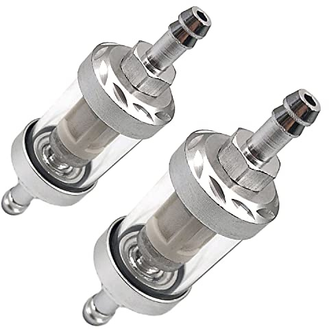 FainWan 2pcs 5/16 inch 9747 Inline Fuel Filter With Clear View Glass And Chrome Hose Barb