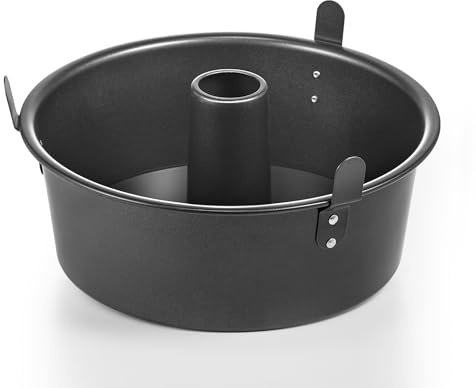 HONGBAKE Angel Food Cake Pan with Removable Bottom, 10 Inch Tube Pan, Nonstick Pound Cake Pans for Baking, Chiffon Cake Mold, 16-Cup, Heavy Duty - Dark Grey
