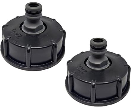 SyiXute 2 Pièces IBC Bouchon de Réservoir,S60x6 IBC Raccord/Bouchon Mamelon,1/2 Diamètre de Sortie,Diamètre D'entrée 60 mm pour Vanne de Tonne IBC - Noir