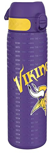 Ion8 NFL Minnesota Vikings Lightweight Steel Water Bottle, 600 ml/20 oz, Non-Insulated, Leak Proof, Easy to Open, Secure Lock, Dishwasher Safe, Flip Cover, Fits Cup Holders, Metal Water Bottle