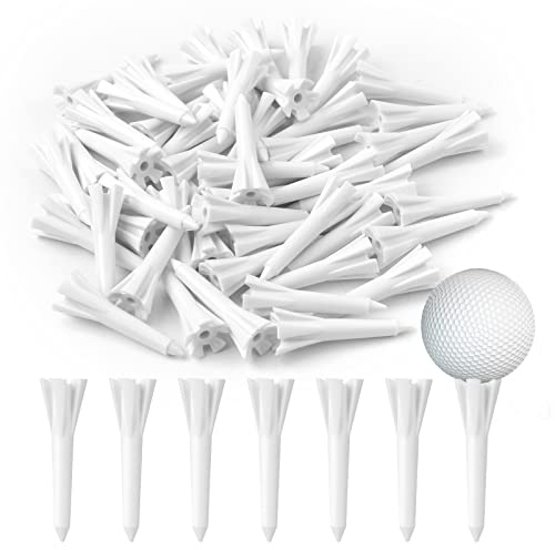 50pz Golf Tee, Tee da Golf Corte in Plastica Tee da Golf Sfuse da 38mm Accessori per l'Allenamento del Golf Strumento per la Pratica del Golf per Ferri Par Tre Ibridi (Bianco)