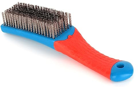 Wire Brushes for Cleaning-Heavy Duty Stainless Steel Wire Scratch Brush for Metal Rust Cleaning,Paint Scrubbing with Rubber Covered Handle (1)