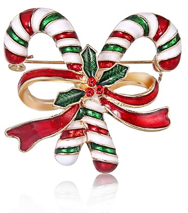 GFM® Broche de Noël Bonhomme de Neige Père Noël Clochettes Couronne - (BRCH-CHRIS-D/E), Small, Métal, Cristal