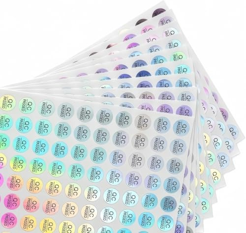 2000 PCS Argento QC Adesivi passati per magazzino Inventario Controllo Qualità Controllato Approvazione Passaggio Testato, Dimensioni 0,39 Pollici Forma Rotonda Laser Riflettente Impermeabile