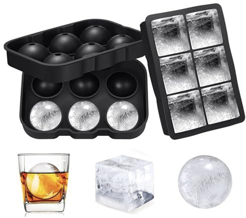 Stampi per cubetti di ghiaccio e sfere di ghiaccio, 5 cm, confezione da 2 pezzi, con coperchio, in silicone per uso alimentare, riutilizzabili