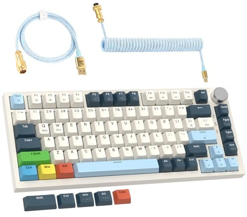 LexonElec x ATTACK SHARK K85 Magnetic Switch Mechanische Tastatur, Rapid-Trigger, Cloud Driver, LIGHTSYNC RGB-Backlit, QWERTY Gasket 75% Gaming Tastatur mit Knopf & Spiral USB C Kabel für Win/Mac-Blau
