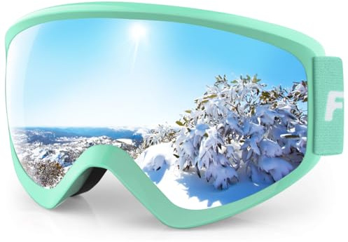 Findway Gafas Esqui Niño 5~16 Años Mascara Esqui Gafas de Esqui Niño Niña OTG Ajustable para Niños Anti-Niebla Protección UV Compatible con Casco para Esquiar Snowboard Deportes de Invierno