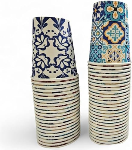 Terryshop74 Lot de 100 gobelets en papier XXL 210 ml couleur faïence belles colorées fraîches d'été pour boissons froides et chaudes 100 pièces