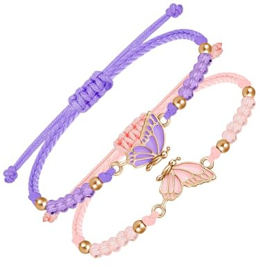 Ceeyoll Bracciale Amicizia a Farfalla, Fatto a Mano per Bambini, Dell'amicizia per Compleanno Natale - per Ragazzi e Ragazze
