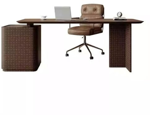 Spacious Desktop Large Capacity Solid Wood Drawers Professional Office Desk Slabs Straight Plywood Process Leather Pulls Modern Office Desk Impact Resistant Design Business Furniture
