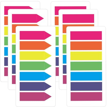 840 Pcs Sticky Tabs Page Markers Tabs, 7 Color Writable Arrow Rectangle Index Tabs, Translucent Tape Flags for Page Marking School and Office Supplies