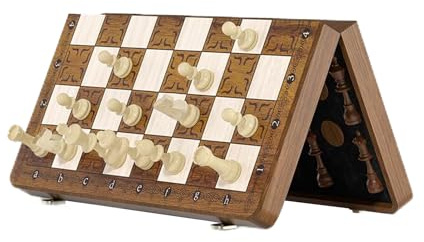 Fällbart schackspel | Magnetiskt schack- och damspel i trä | Interaktiva leksaker för utomhusbruk, fest, hempark, bilresor, vardagsrum, familjekväll