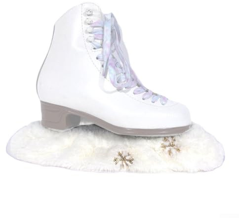 Couvre-lames de patinage artistique en peluche, tissu polaire absorbant avec paillettes doux pour protection des lames de patins à glace (flocon de neige argenté)