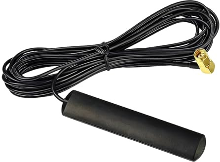 Antenna DAB/DAB+ per autoradio, antenna DAB per parabrezza, antenna attiva da vetro con amplificatore di segnale, connettore SMB femmina angolato, cavo 3 m, 12V, 50 Ohm, antenna adesiva per autoradio