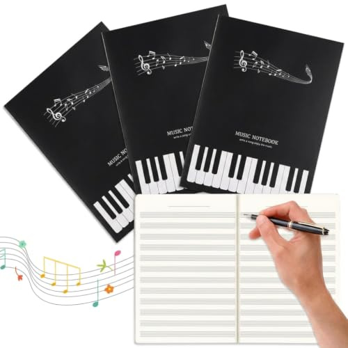 QEAS Cahier de partitions B5 - Pages vierges - Cahier de musique avec larges lignes de partitions - Cahier de partitions vierges pour l'école