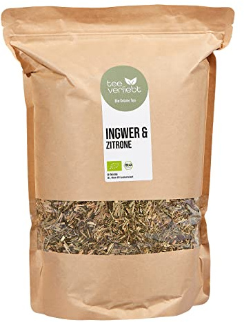 FRUTEG Té verde orgánico Sencha Ginger y limón | Té verde perdedor | Sencha típica con calmante jengibre y limón afrutado | De la agricultura orgánica certificada | 1 kg | 1000 g