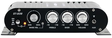 Sunmeit Amplificatore di potenza -838 HiFi a 2.1 Canali, Amplificatore del Suono dei Bassi Stereo 80W X 2 con Uscita Subwoofer, Amplificatore Audio per la Casa, Colore Nero