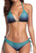 CharmLeaks Wome Gradient Color Bikini Swimwear Halter Two Piece Swimming Costume, L(UK 12), Green Gradient Color