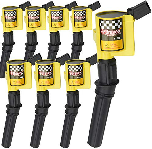Högpresterande tändspole 8-pack – uppgradera 15% mer energi för Ford F-150 F-250 F-350 4,6L 5,4L V8 CROWN VICTORIA EXPEDITION MUSTANG LINCOLN MERCURY kompatibel & DG508 DG457 DG472 DG491 (GUL)