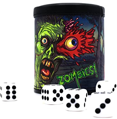 Luck Lab Zombies Dice Cup Including 5 Dice - Red Velvet Interior for Quiet Shaking - Use for Zombie Dice Liars Dice RFP Yahtzee Board Games, Black
