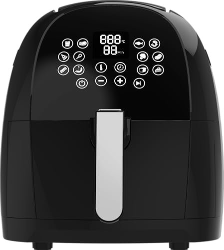 FUNKY Air Fryer, 1700W, 5.5L basket, 12 preset programmes and sensor touch control panel, 60 minute timer, 80 to 200 degrees - Black