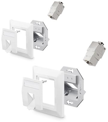 VCELINK 2x Presa di Rete ad Incasso Keystone Schermata con Modulo Jack CAT8, Presa a Muro RJ45 Cavo Patch DSL di Installazione