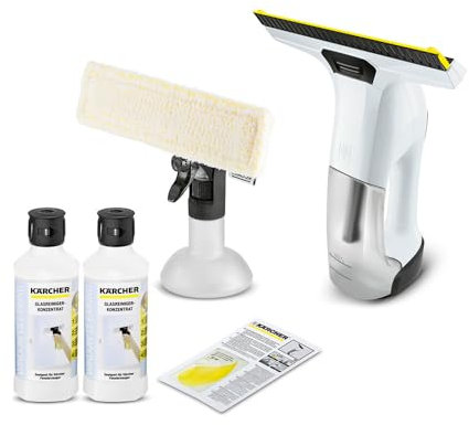 Kärcher WV 6 Plus Fenstersauger weiß (inkl. Zubehör,100 min Akkulaufzeit, Fensterreiniger für Fenster, Fliesen, Dusche und Vitrinen) (inkl. 2x Glasreiniger RM 500)