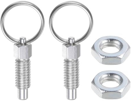 QUARKZMAN 2 Piezas Pasador de Resorte con Anillo de Extracción 1/4-20 Longitud de Rosca 0.47 Cabeza Plana Acero al Carbono Retráctil No Bloqueable Pasador de Índice