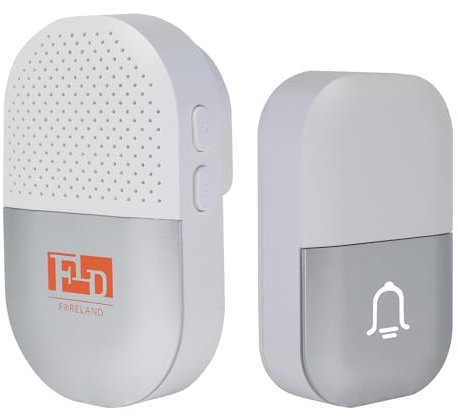 FORELAND Sonnette sans fil alimentée par piles, 110 dB, sonnerie sans fil, 38 mélodies, fonctionne jusqu'à 150 M de portée, LED clignotante sans fil avec mode muet, utilisation en extérieur