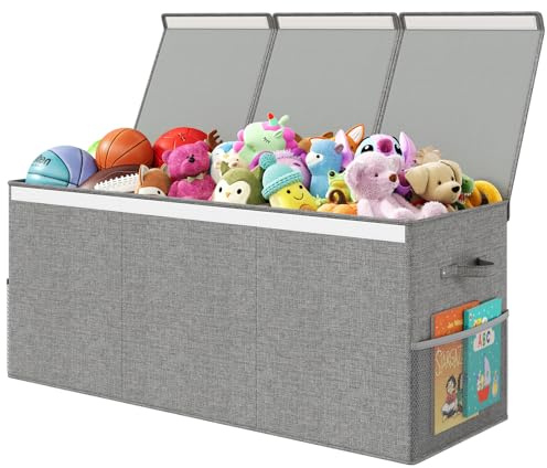 Fineonly Extra Large Toy Box Chest with Lid, Kids Toy Storage Organizer for Boys Girls, Big Toy Bin Basket Extra Large Toy Storage Box for Living Room Playroom Nursery (40 x14 x16)