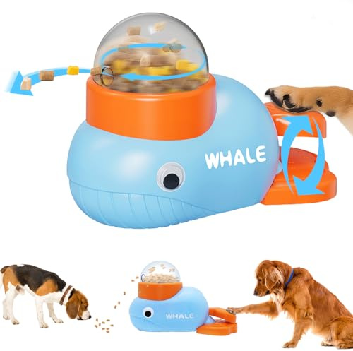 Distributeur de friandises interactif 2 en 1 pour chien, jouet distributeur de friandises exclusif, en forme de baleine, casse-croûte, jouet casse-croûte (bleu)