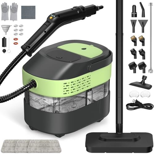 Powerful 2500W Steam Cleaner, 2-in-1 Handheld Steamer & Steam Mop for Home, Floors, Cars, Upholstery - 1.6L Water Tank, 37 Accessories, 15s Heat-Up, 221°F High-Temp Chemical-Free Deep Cleaning